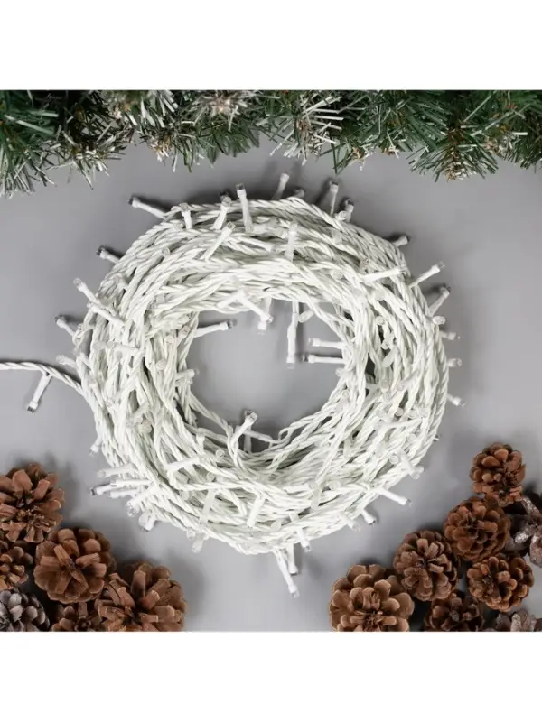 Гирлянда &laquo;Нить&raquo; 20 м, IP44, белая нить, 200 LED, свечение синее, 8 режимов, 220 В