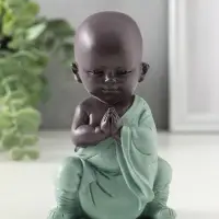 Сувенир полистоун "Маленький будда - медитация" зелёно-коричневый 5,8х7,7х12,3 см