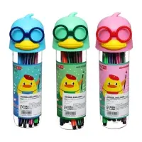 Фломастеры 12 цветов &laquo;Утка в очках&raquo;, в пластиковом пенале, МИКС