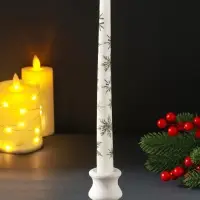 Свеча античная "Снежинки" 255х22 мм, с декором Свеча античная "Снежинки" 255х22 мм, с декором