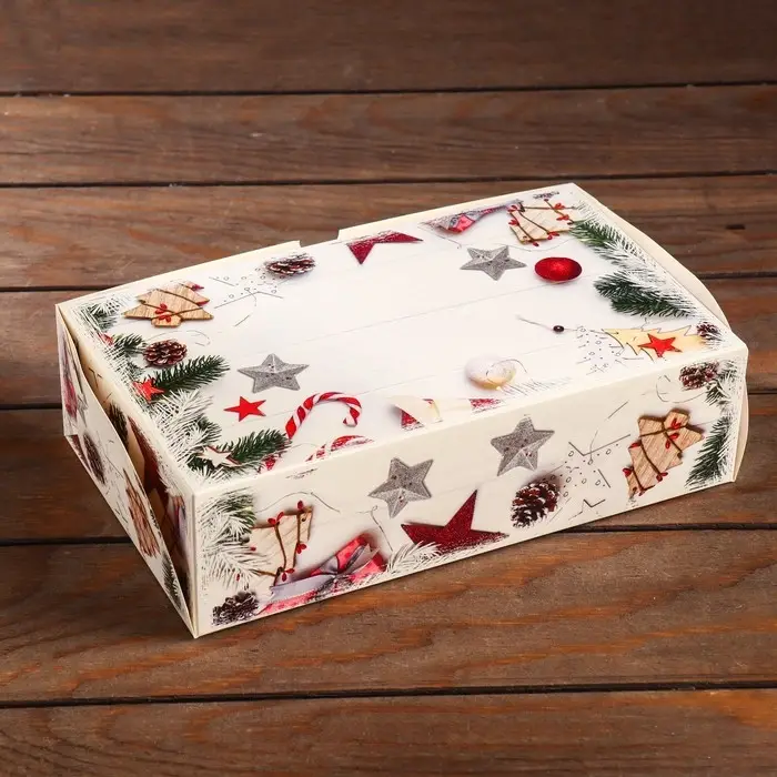 Коробка сборная крышка - дно с окном, «Мандарины», 25×15×7 см