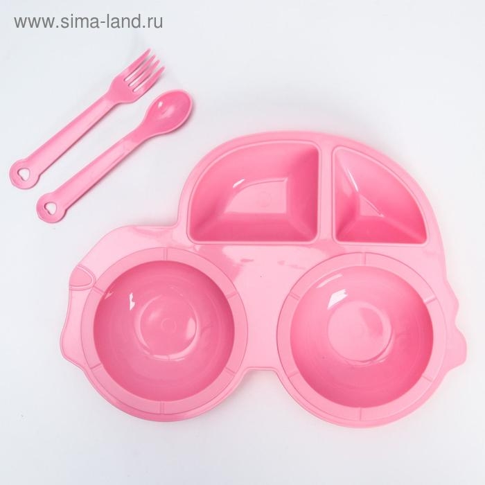 Тарелка Крошка Я в наборе вилка, ложка, цвет МИКС Тарелка Крошка Я в наборе вилка, ложка, цвет МИКС