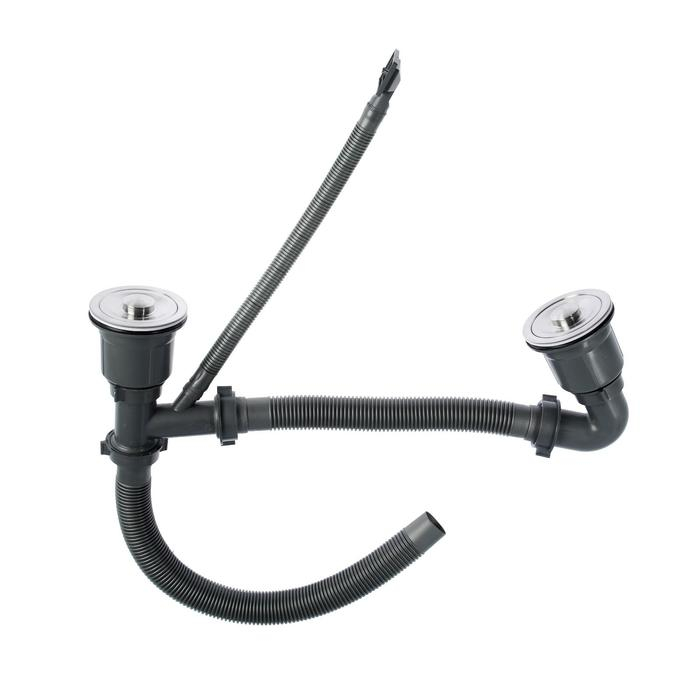 Мойка кухонная AFLORN AF97843B-D, врезная, двойная, S=3,0 и 0,8мм, 78х43х22см, сифон, графит Мойка кухонная AFLORN AF97843B-D, врезная, двойная, S=3,0 и 0,8мм, 78х43х22см, сифон, графит