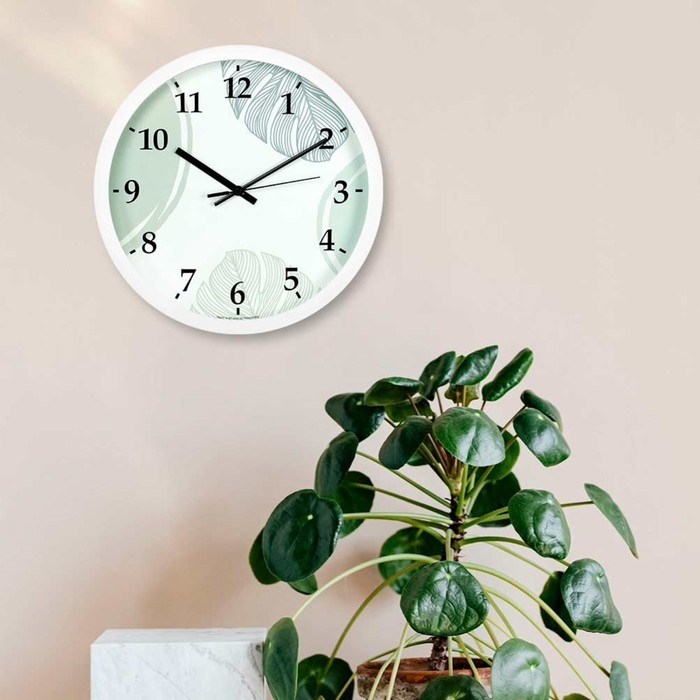 Часы настенные, интерьерные Часы настенные, интерьерные "Листья", d-30.5 см, бесшумные