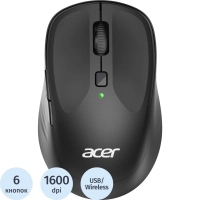 Мышь компьютерная Acer OMR300 черный оптическая 1600dpi/6but беспровод. USB
