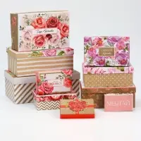 Набор подарочных коробок 10 в 1 Flowers, 32.5&times;20&times;12.5 - 12&times;7&times;4 см