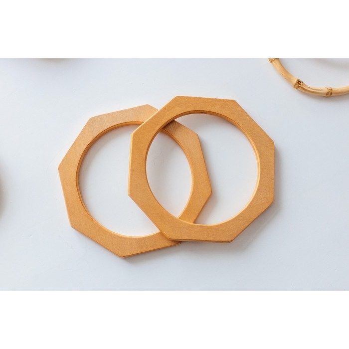 Ручки для сумки деревянные, d = 10,5, 13,5 × 13,5 см, 2 шт, цвет бежевый Ручки для сумки деревянные, d = 10,5, 13,5 × 13,5 см, 2 шт, цвет бежевый