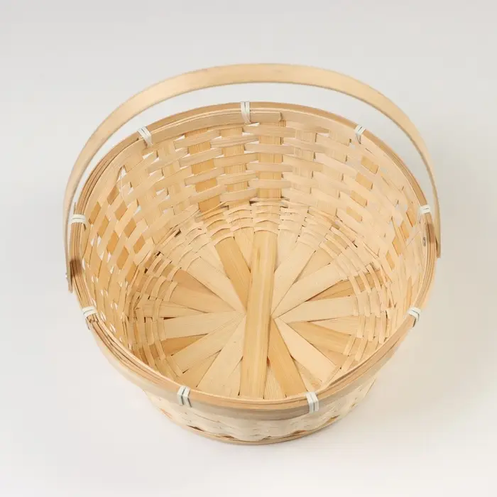 Корзина плетёная, 26&times;26&times;12 см, ручка h=18 см, бамбук, натуральный цвет