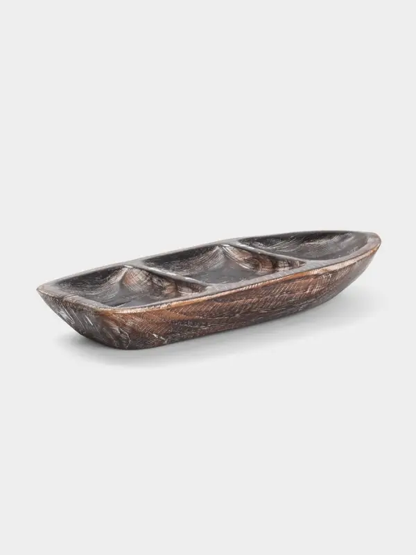 Менажница &laquo;Лодочка&raquo;, 30&times;13&times;5 см, дерево джати, тёмно-коричневая