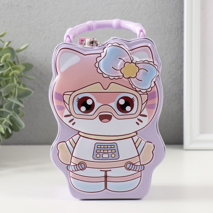 Копилка металл с замочком Копилка металл с замочком "Модная кошечка" МИКС 7х11х16 см