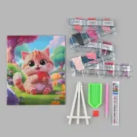 Алмазная мозаика &laquo;Котик с сердечком&raquo; 21&times;25 см, с мольбертом