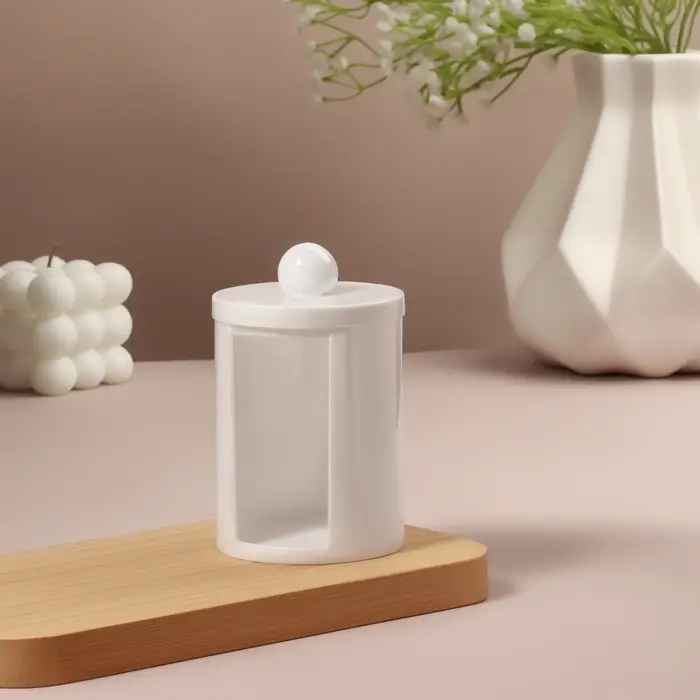 Органайзер для ватных дисков, с крышкой, d=6.7&times;11 см, белый