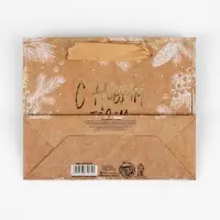 Пакет подарочный новогодний крафтовый «С Новым годом», S 15×12×5.5 см Пакет подарочный новогодний крафтовый «С Новым годом», S 15×12×5.5 см