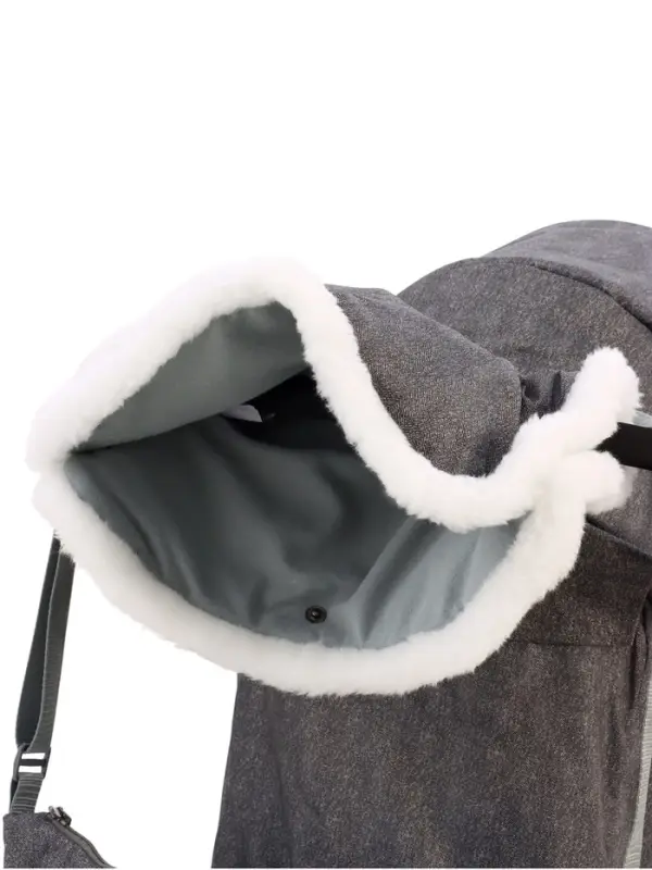 Санки - коляска Nika Kids &laquo;Наши детки 6&raquo;, чехол для ног, муфта, сумка, принт с ламой, серый