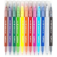 Фломастеры КИСТОЧКИ ДВУСТОРОННИЕ FUNCOLOR 12цв,в пластиковом пенале 32-0047