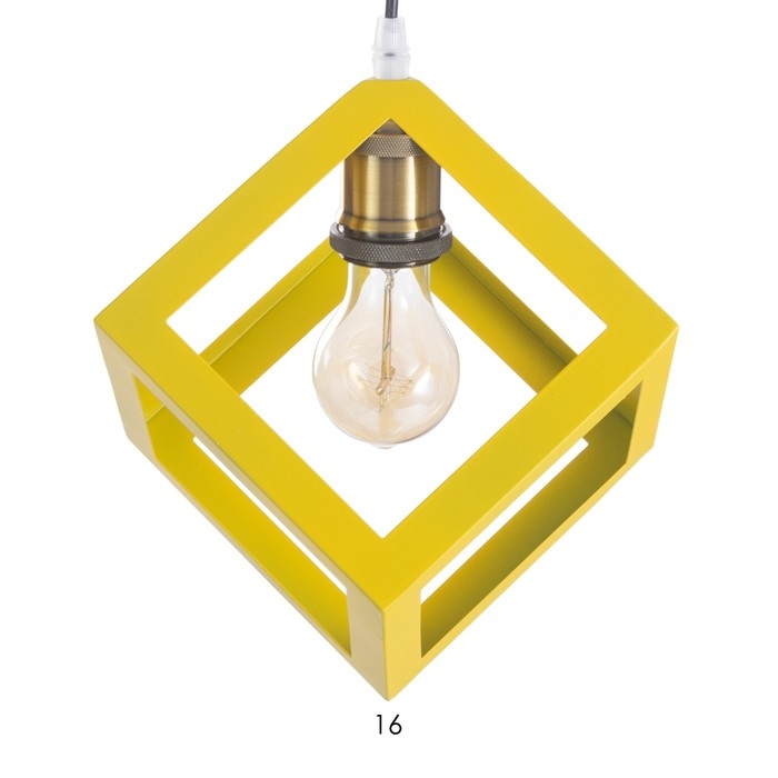 Светильник BayerLux Подвес "Квадрат" 1x40Вт E27 желтый 16х16х18-116 см