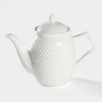 Чайный сервиз на подставке BellaTenero, 15 предметов: чайник 850 мл, 6 кружек 70 мл, сахарница с ложкой 300 мл, молочник 250 мл, 6 блюдец, фарфор, белый