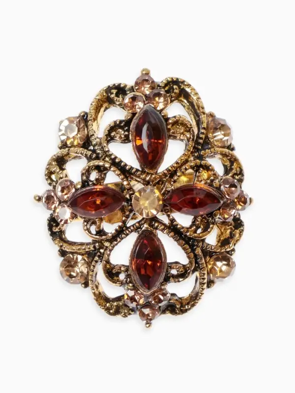 Брошь &laquo;Императрица&raquo;, коричневая в чернёном золоте