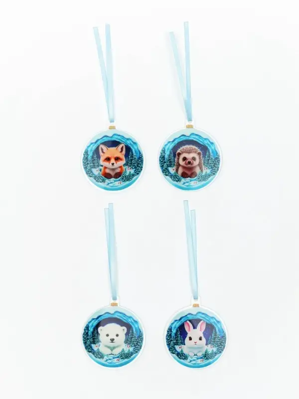 Елочная игрушка, акрил, набор 4 шт. &laquo;Животные&raquo;