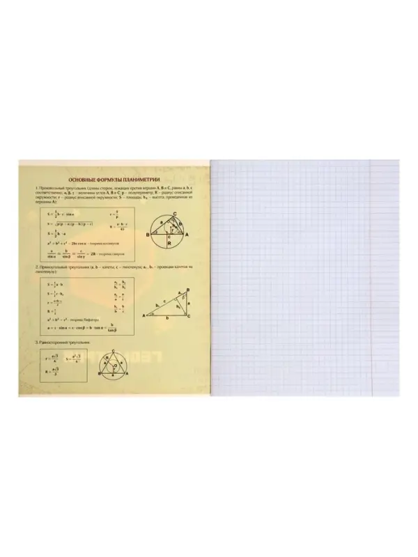 Предметная тетрадь по геометрии Calligrata &laquo;Пиксели&raquo;, 36 листов, в клетку, со справочным материалом, обложка из мелованного картона