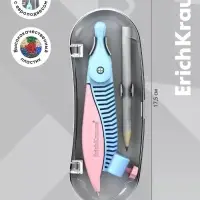 Циркуль пластиковый ErichKrause &laquo;Pastel&raquo;, 122 мм, с карандашом, пенал, МИКС