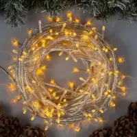 Гирлянда &laquo;Нить&raquo; 20 м, IP20, прозрачная нить, 200 LED, 8 режимов, 220 В, свечение жёлтое