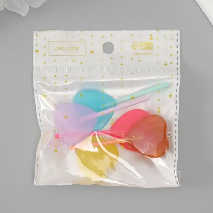 Подвеска для творчества акрил "Леденец. Сердечко" МИКС 7х3 см