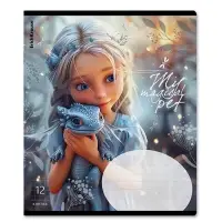 Тетрадь 12 листов в клетку ErichKrause Magic Pet, 60 г/м&sup2;, обложка мелованный картон, МИКС