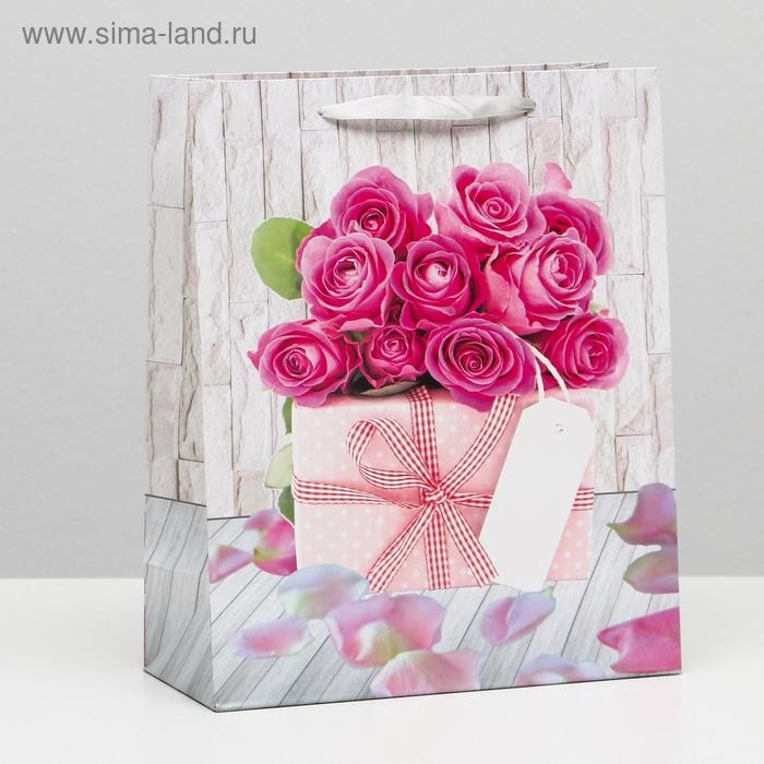 Пакет ламинированный  Пакет ламинированный "Букет роз" 26x32x12