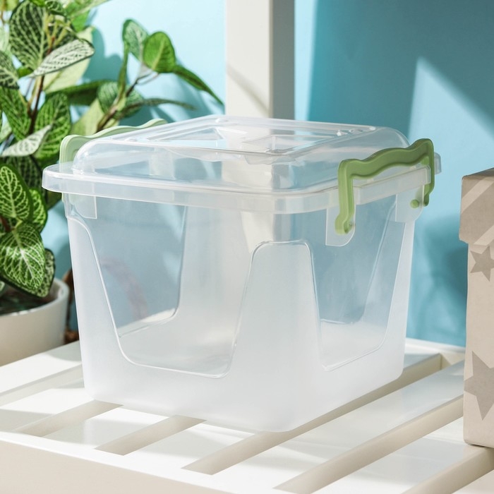 Контейнер для хранения с крышкой, 4 л, 19,5×19,5×17,5 см, цвет прозрачный Контейнер для хранения с крышкой, 4 л, 19,5×19,5×17,5 см, цвет прозрачный