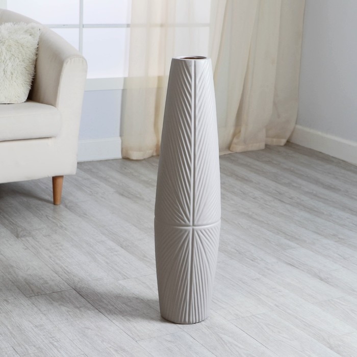Ваза керамика напольная Ваза керамика напольная "Силестайн" узор, d вн. 8 см 11х74 см, серый