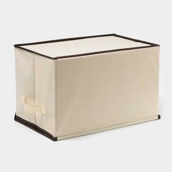 Короб стеллажный для хранения с крышкой &laquo;Фламинго&raquo;, 39&times;25&times;25 см, бежевый