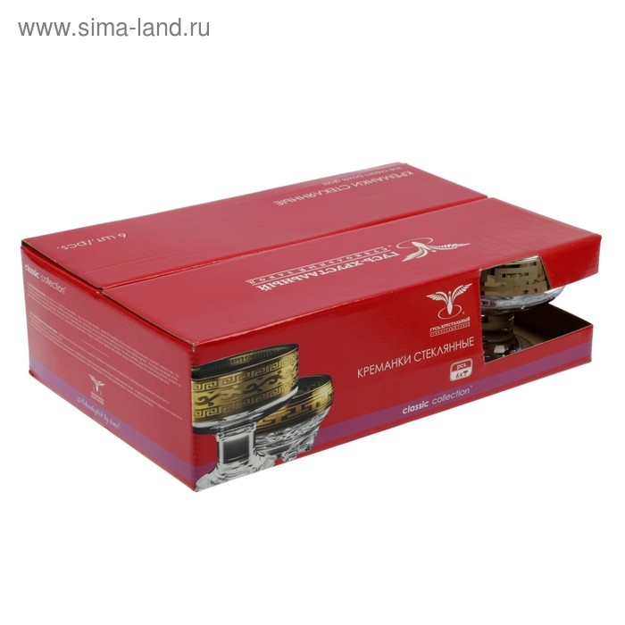 Набор креманок «Греческий узор», 200 мл, d=10 см, 6 шт, цвет напыления золотой Набор креманок «Греческий узор», 200 мл, d=10 см, 6 шт, цвет напыления золотой