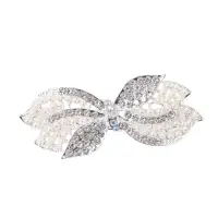 Заколка - автомат для волос &laquo;Гелая&raquo;, бантик, 9 см, серебристо-белая