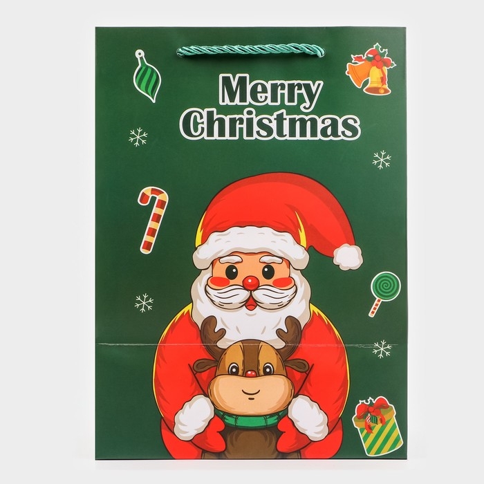 Пакет подарочный новогодний с окном Пакет подарочный новогодний с окном"Дед мороз", 18 х 25 х 13 см.