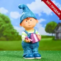 Садовая фигура из полистоуна &laquo;Мальчик-гном с лейкой&raquo;, 33&times;13&times;13 см