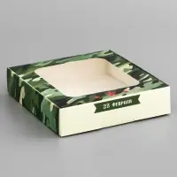 Коробка подарочная сборная с окном, упаковка, «Камуфляж», 13×13×3 см