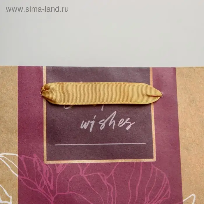 Пакет подарочный крафтовый, упаковка, &laquo;Best wishes&raquo;, ML 23 х 27 х 11.5 см