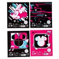 Тетрадь в клетку 24 листа, 4 вида МИКС, обложка мелованный картон, &laquo;Минни Маус&raquo;