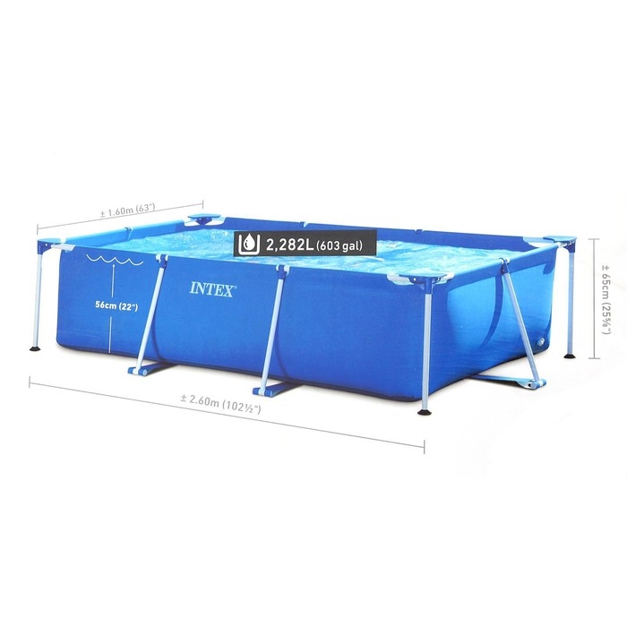 Бассейн каркасный Frame Set, прямоугольный, 260 х 160 х 65 см, от 6 лет, 28271NP INTEX Бассейн каркасный Frame Set, прямоугольный, 260 х 160 х 65 см, от 6 лет, 28271NP INTEX