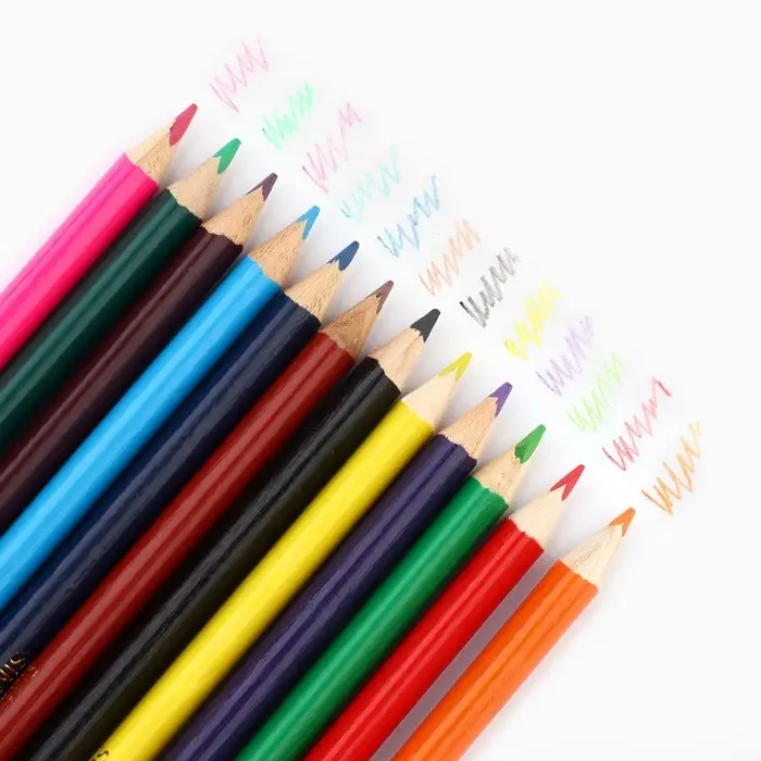 Цветные карандаши 12 цветов, деревянные, заточенные, трехгранные &laquo;Бяки Буки&raquo;