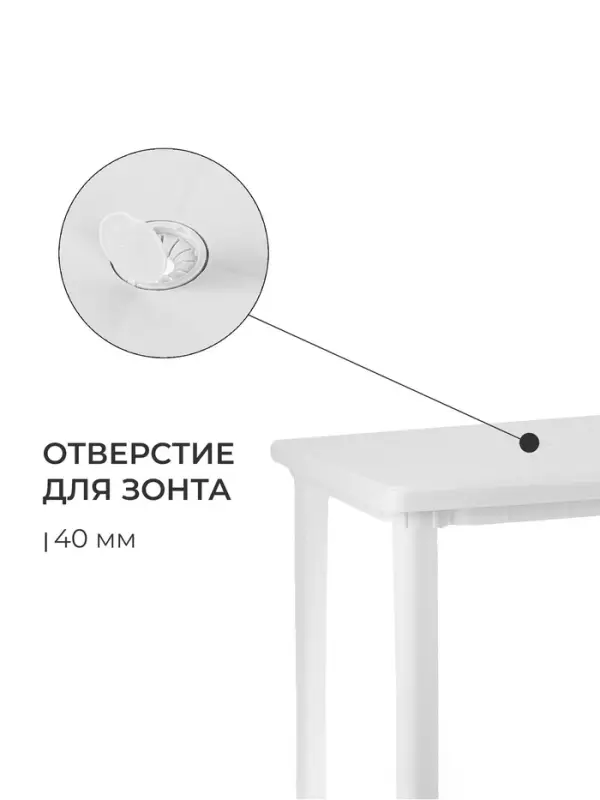Стол квадратный, 80&times;80&times;74 см, пластиковый, белый