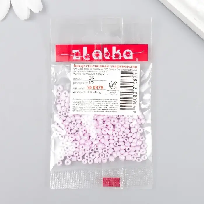 Бисер  Бисер "Zlatka" 08/0, 3 мм, 10 г 0978 св.сиреневый