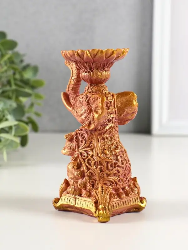 Подсвечник  Подсвечник "Слон" высота 12 см, бордо с позолотой