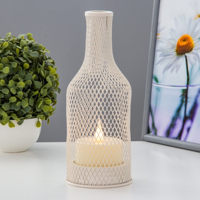 Ночник Ночник "Фонарь со свечой" LED от батареек 2хАА белый 9,5х9,5х25,5 см RISALUX