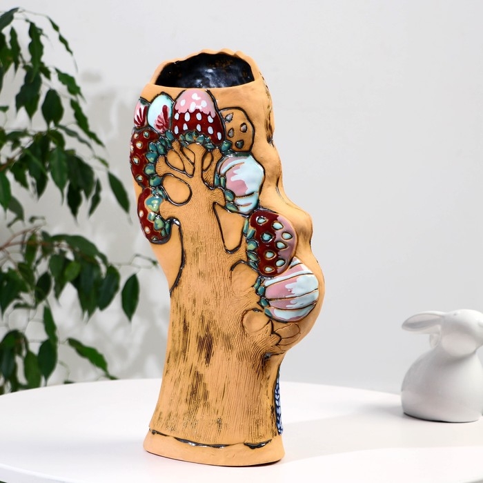 Сувенир керамика Сувенир керамика "Девушка с корзиной", платье в горошек (Ваза), тёмная h=40,5см V=2.5л