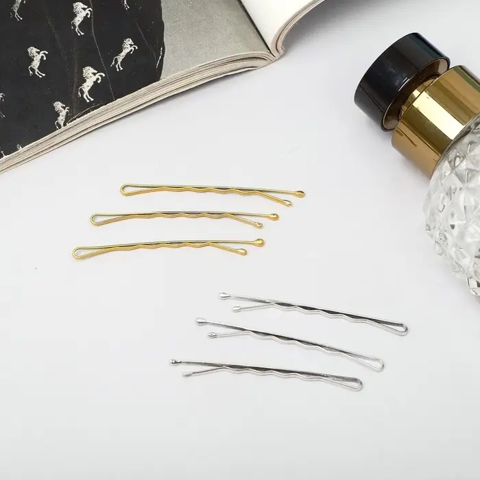 Невидимка для волос «Классика перламутр», набор 20 шт., 5 см, золото, серебро