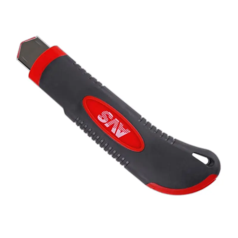 Нож выдвижной 18 мм (метал. направляющая, обрезин. корпус, 3 лезвия в комплекте) AVS NV18-3