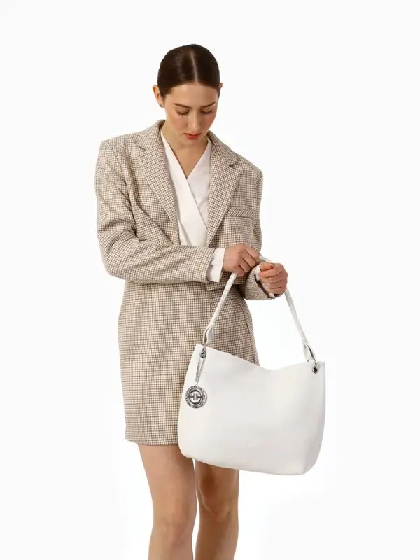 Сумка - мешок женская TEXTURA, на молнии, 36&times;10&times;28 см, белая