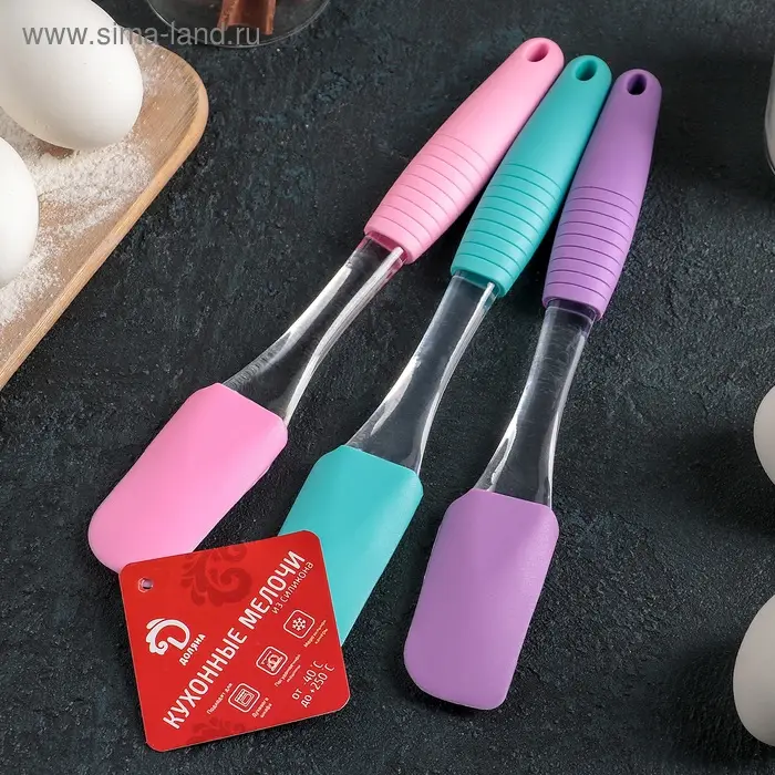 Лопатка кухонная Доляна &laquo;Про&raquo;, 23 см, пластик, силикон, цвет МИКС